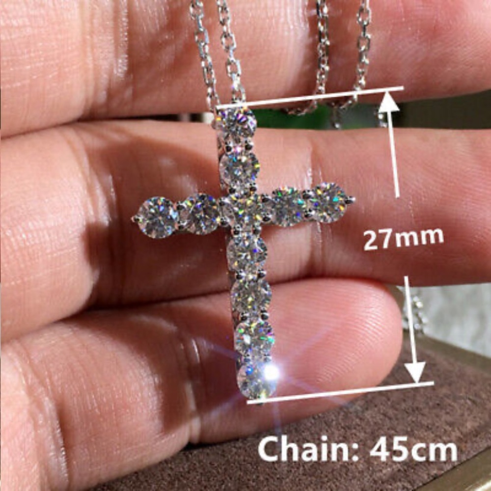 NWT STERLING SILVER CROSS PENDANT NECKLACE - Picture 4 of 9